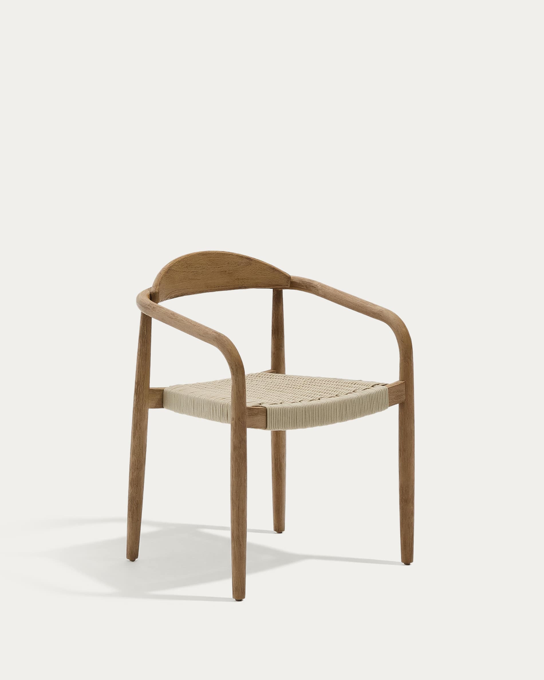 Chaise empilable Japandi en bois massif d'acacia et corde écrue - Nina