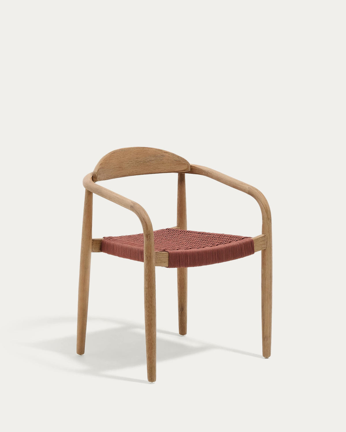 Chaise empilable Japandi en bois massif d'acacia et corde terracotta - Nina