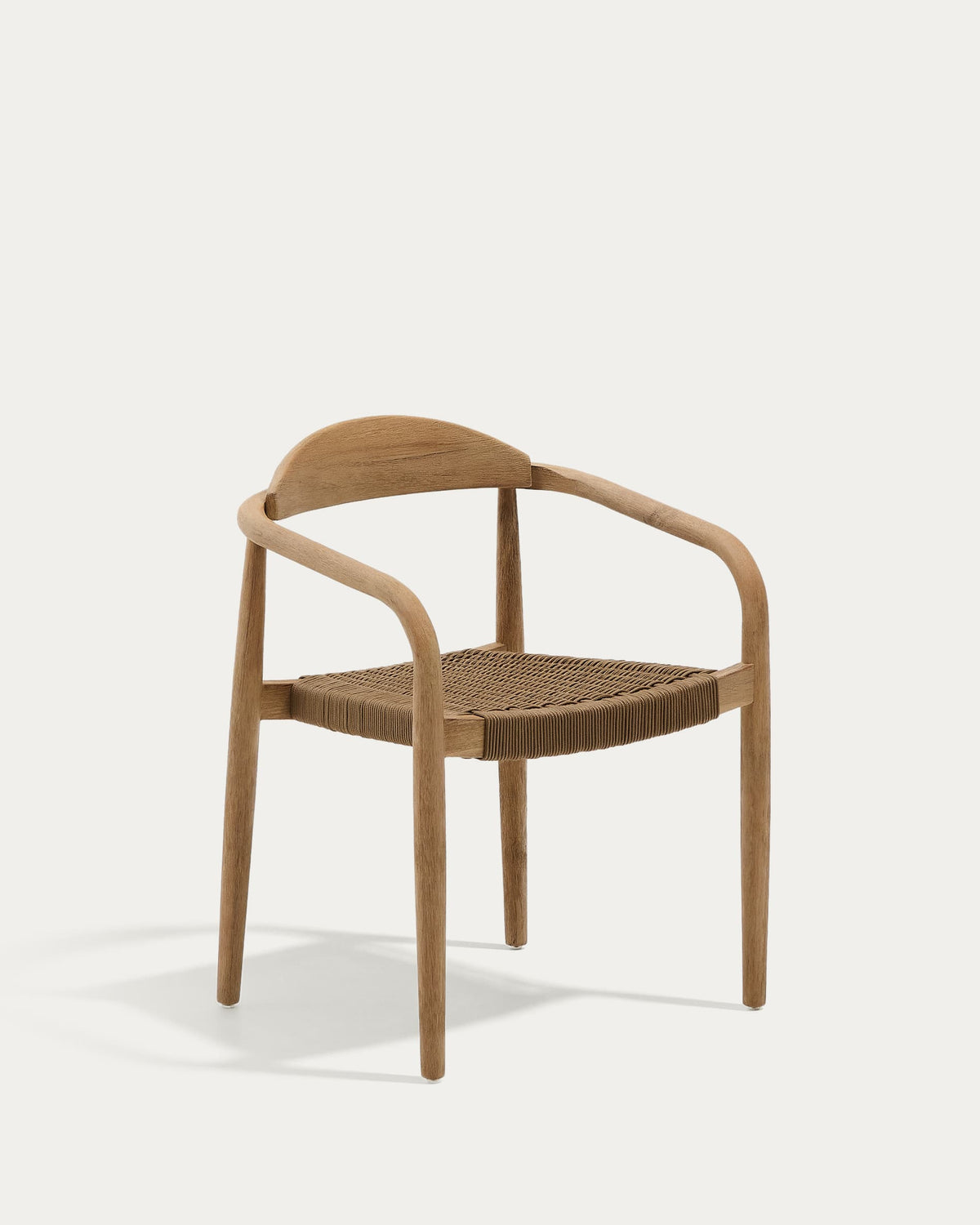 Chaise empilable Japandi en bois massif d'acacia et corde beige - Nina