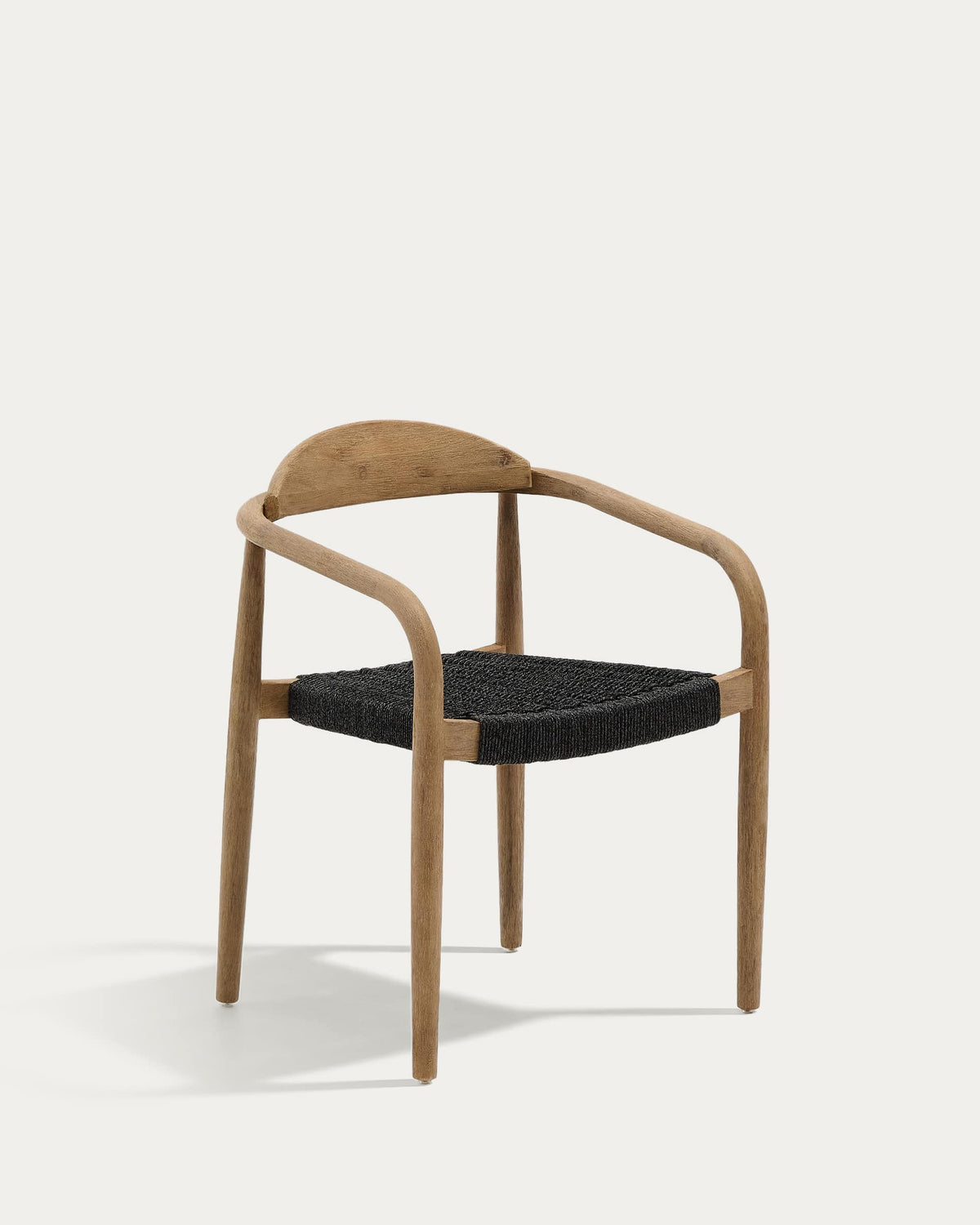 Chaise empilable Japandi en bois massif d'acacia et corde noire - Nina
