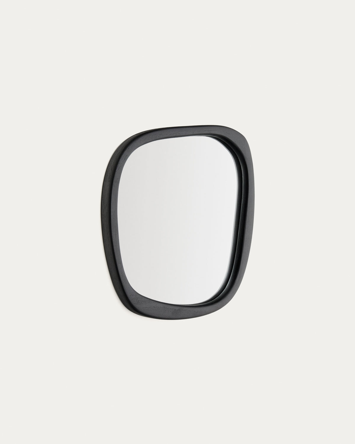 Miroir en bois Japandi en teck noir 45,5 x 47 cm - Alura