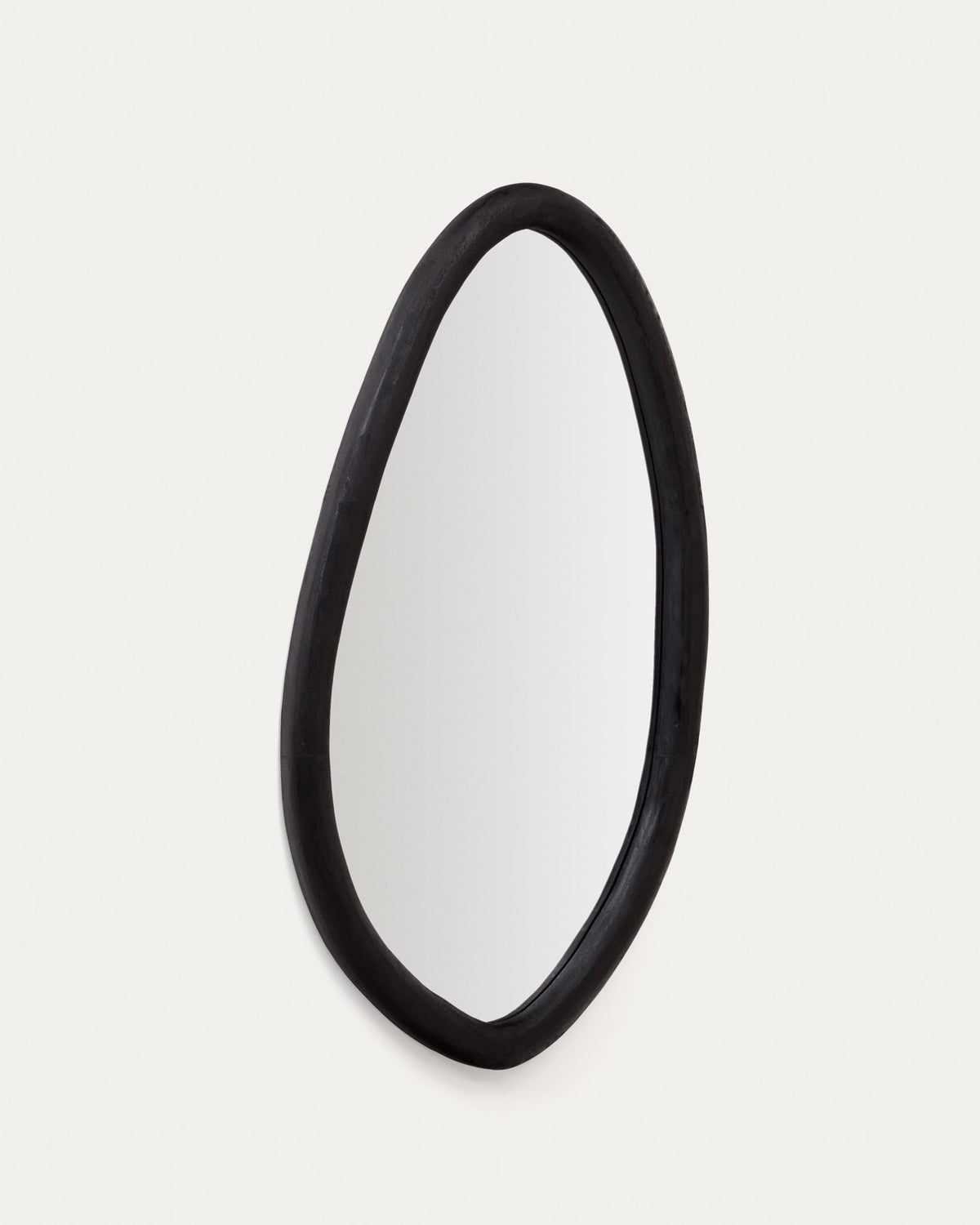 Miroir Japandi en bois de mungur avec finition noire Ø 60 x 110 cm - Magrit