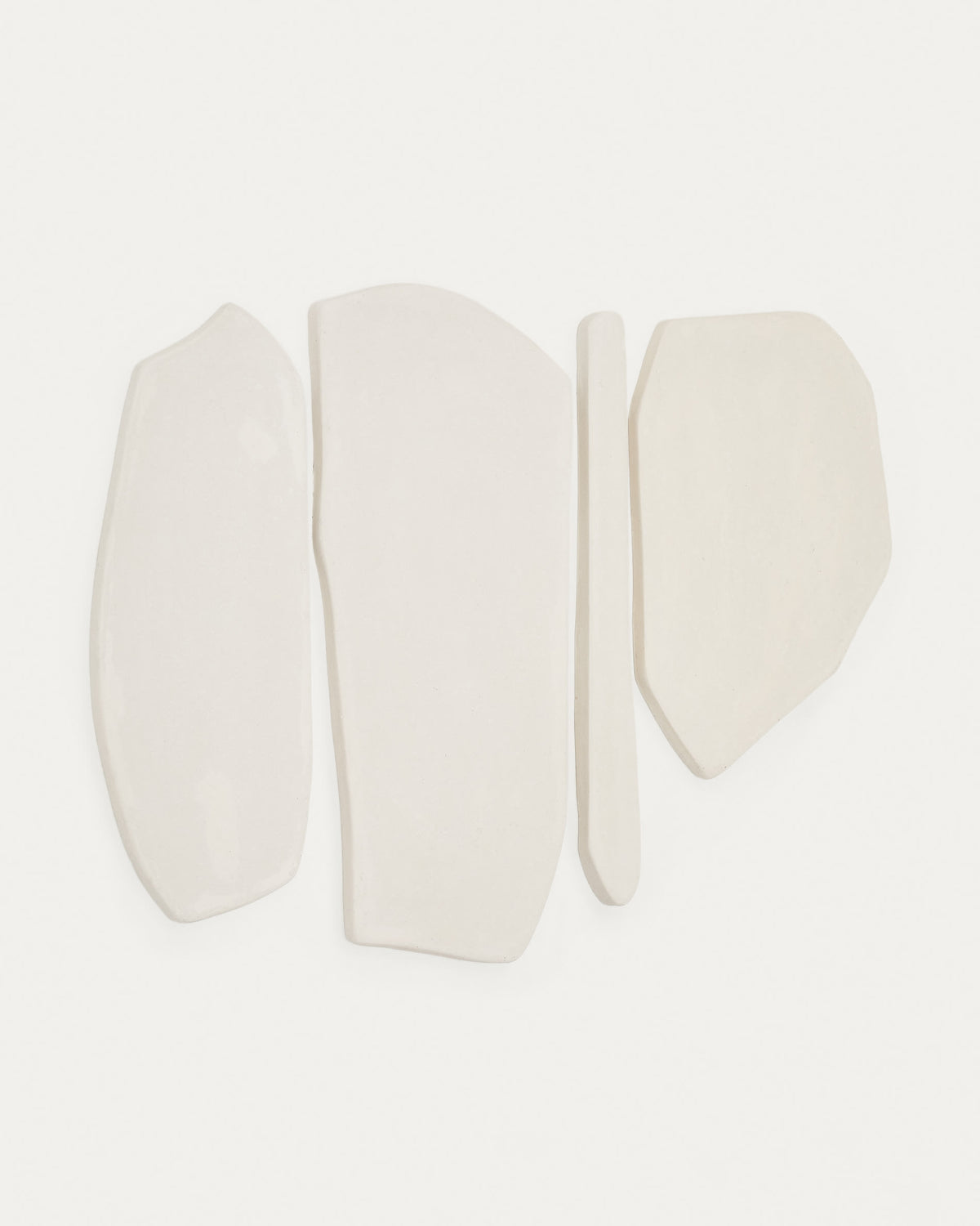 Ensemble de 4 panneaux muraux Japandi en papier mâché blanc - Siluna