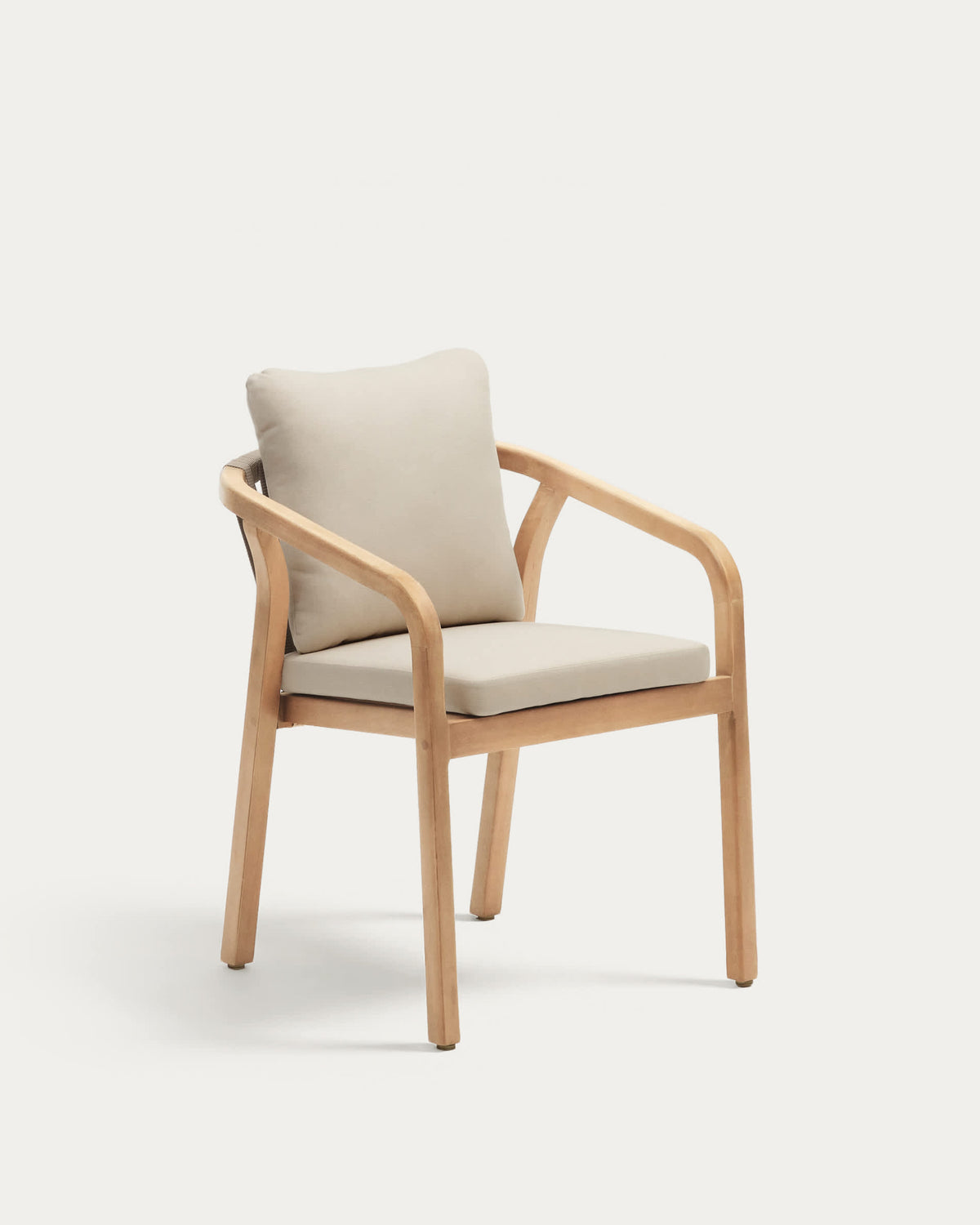 Chaise empilable Japandi en bois massif d'eucalyptus et corde beige - Malaret