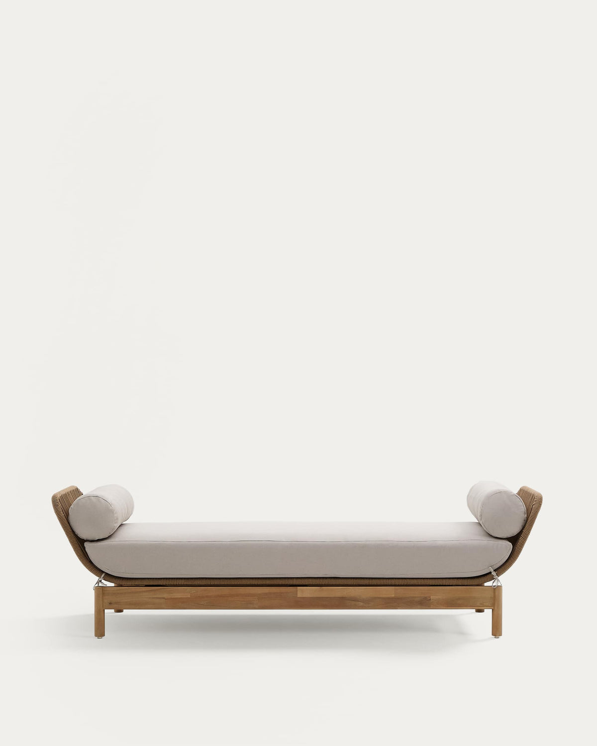 Bain de soleil Japandi beige en corde et bois d'acacia - Catalina
