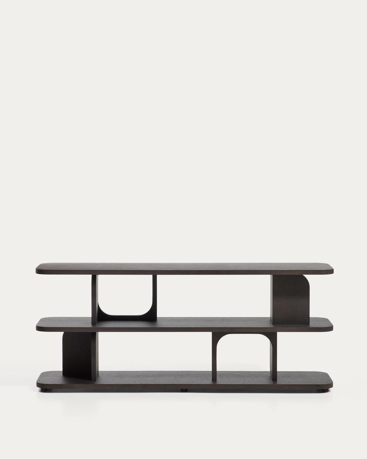 Étagère Japandi en placage de chêne finition ébonisée 160 x 65 cm - Aduma
