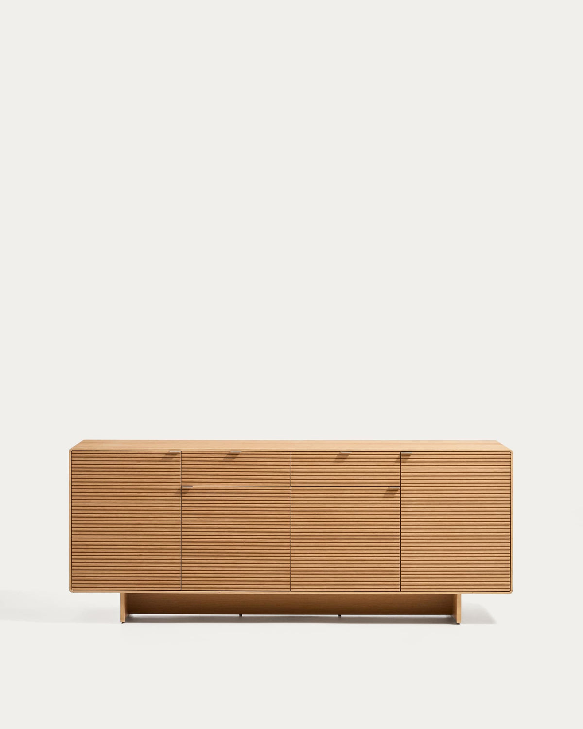 Buffet Japandi 4 portes et 2 tiroirs en placage de chêne finition naturelle 194,5 x 78 cm - Norlen