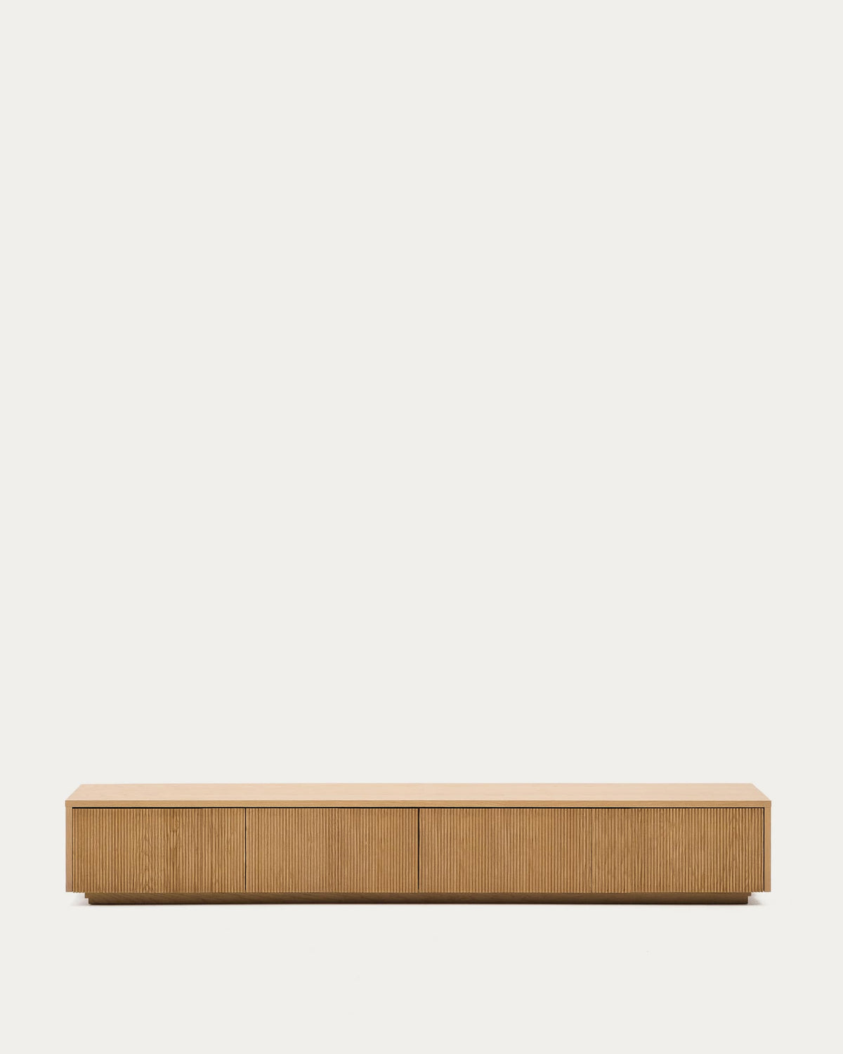 Meuble TV Japandi 4 tiroirs en placage de chêne 200 x 30 cm - Helvine