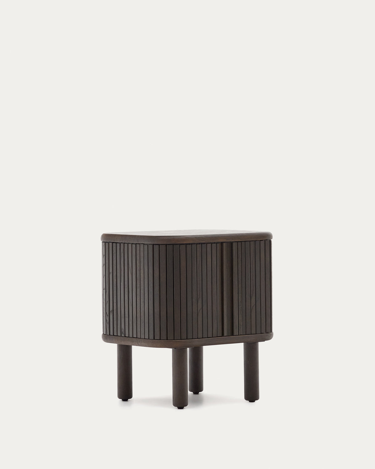 Table de chevet Japandi en placage de frêne finition foncée 50 x 55 cm - Mailen