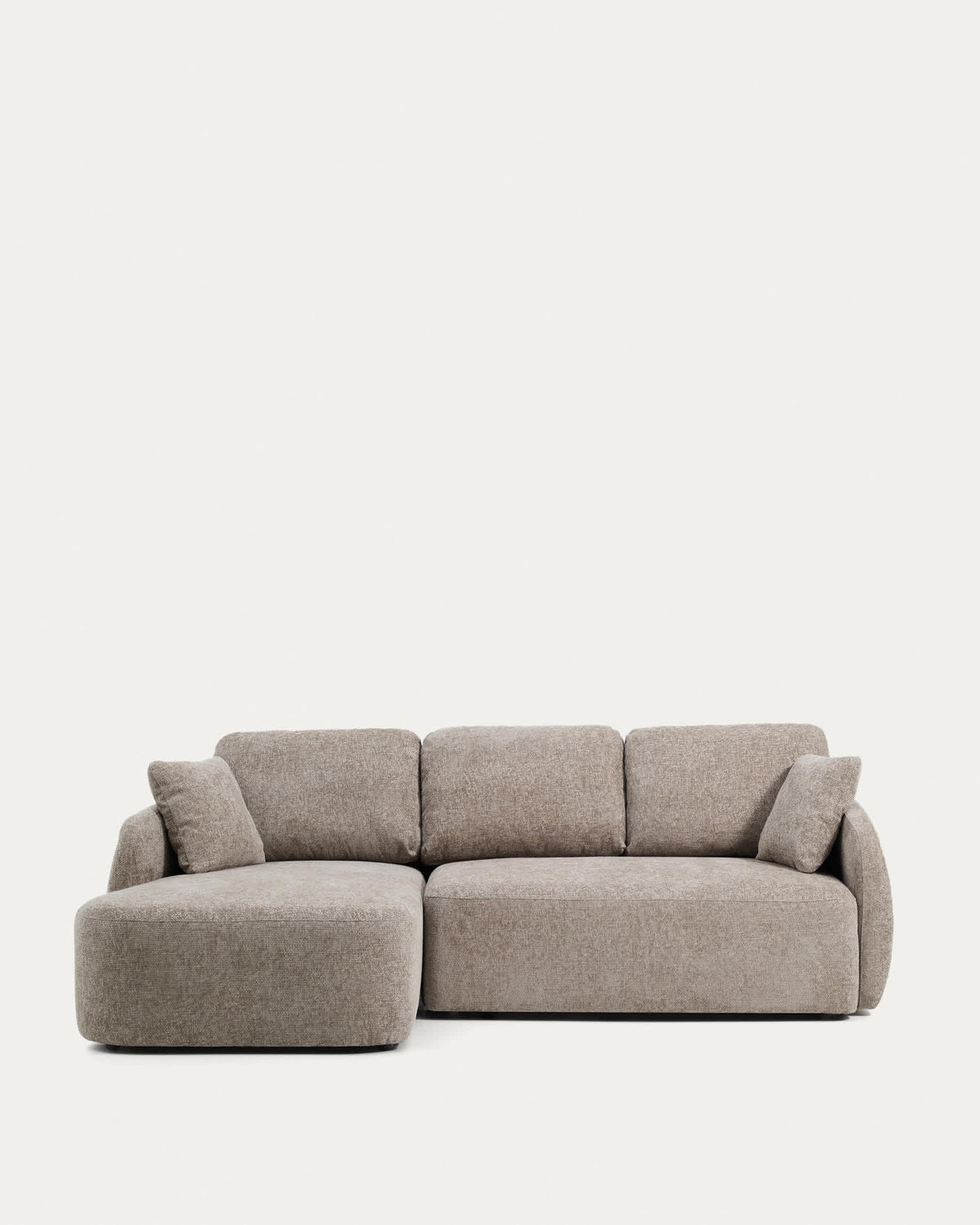 Canapé-lit Japandi 3 places en chenille avec méridienne gauche taupe 246 cm - Laira