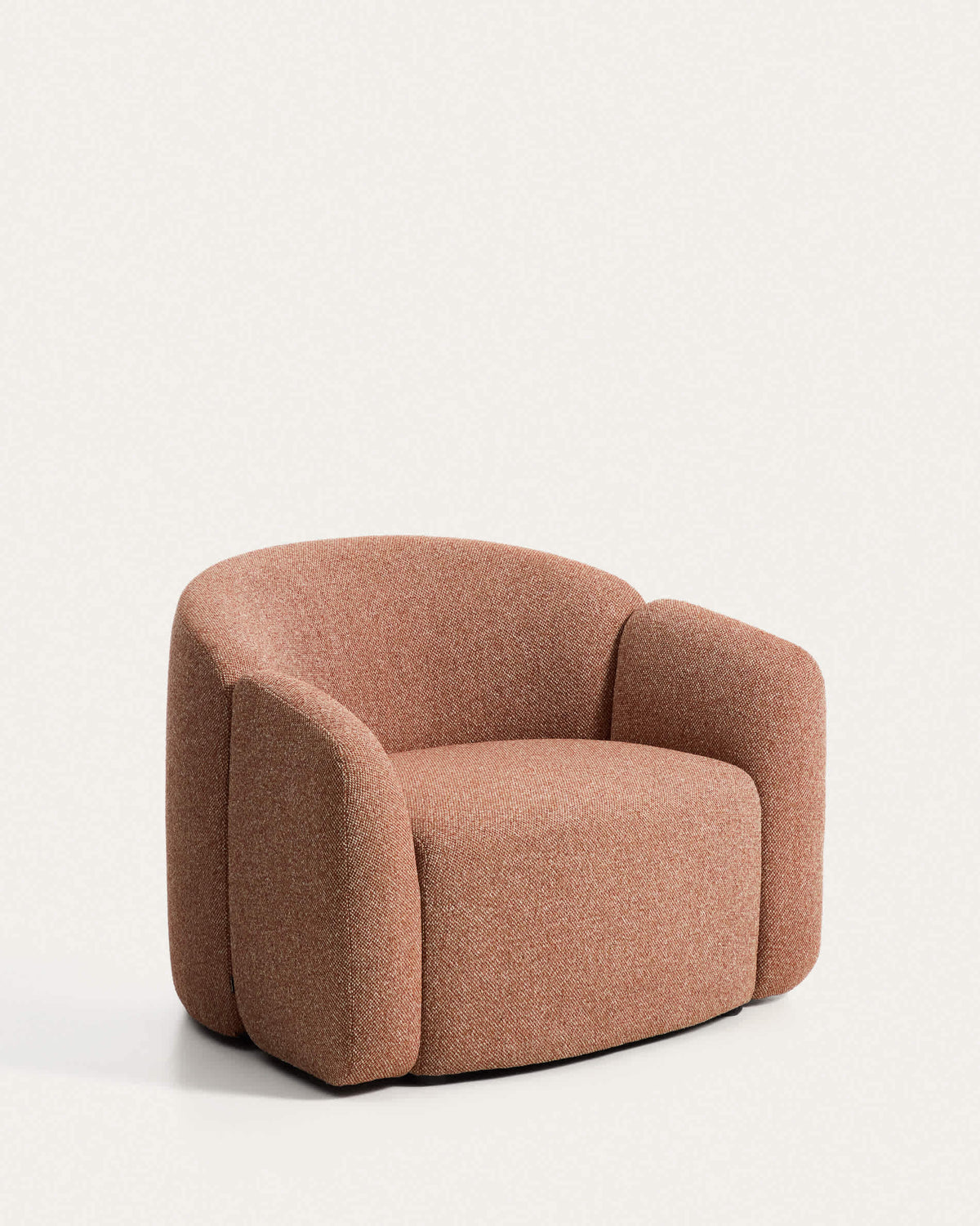 Fauteuil Japandi en chenille terracotta 98 cm - Corvena