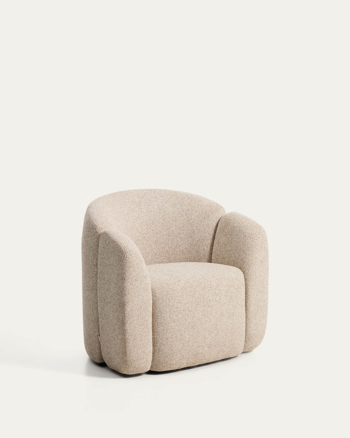 Fauteuil Japandi en chenille beige 85 cm - Corvena