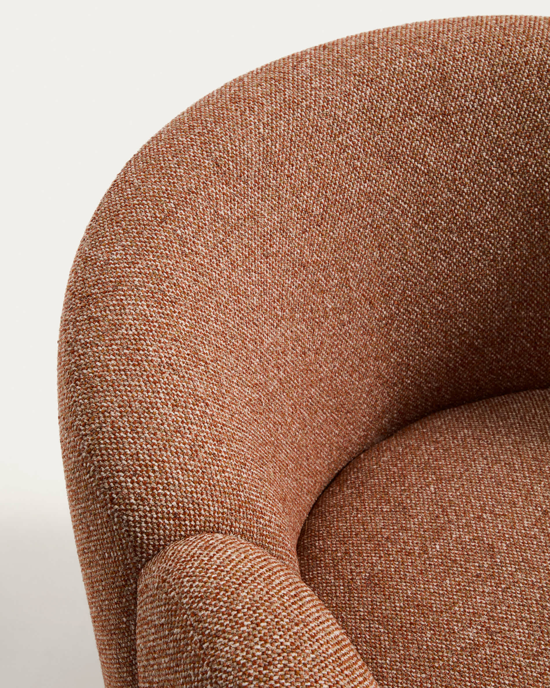 Fauteuil Japandi en chenille terracotta 85 cm - Corvena