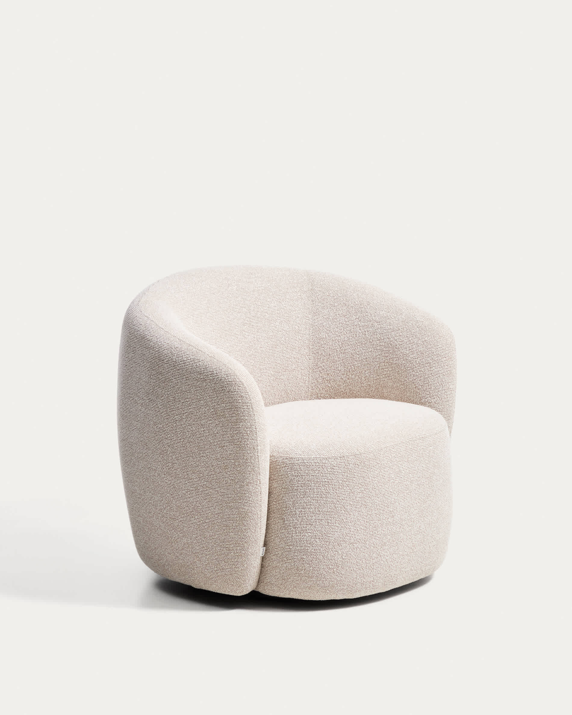 Fauteuil pivotant Japandi en micro bouclé beige - Odenia