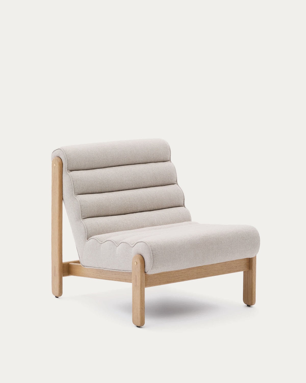 Fauteuil Japandi beige en bois de chêne avec finition ton naturel - Magira