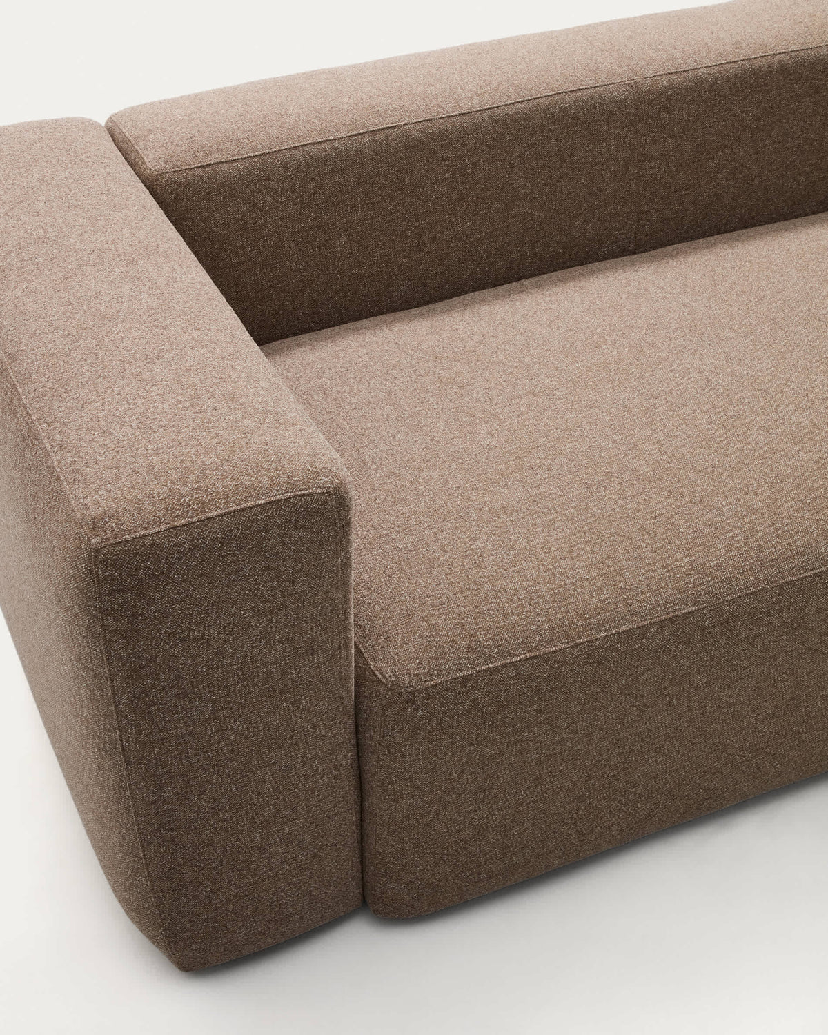 Canapé Japandi 3 places en chenille marron 240 cm - Blok