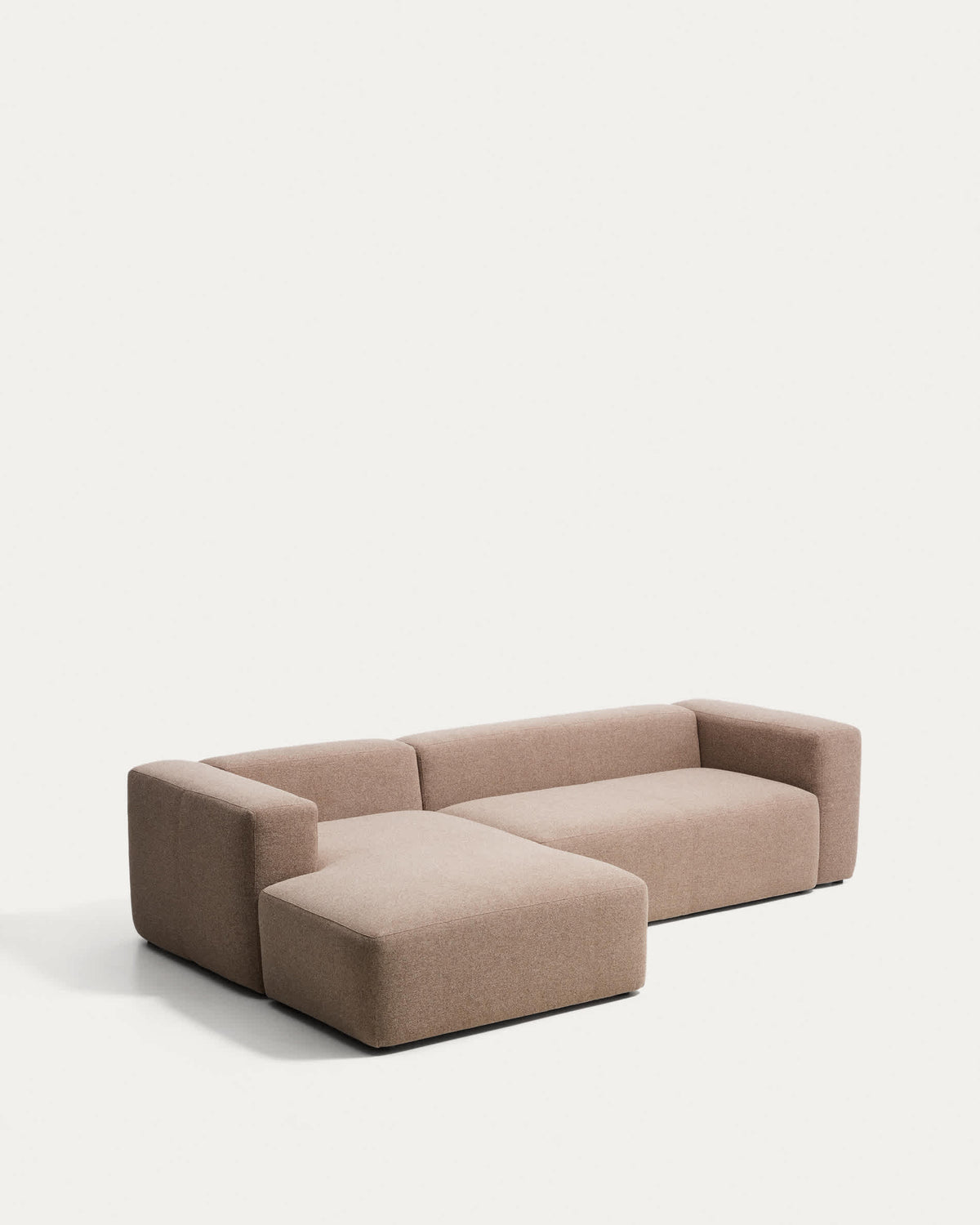 Canapé Japandi 3 places avec méridienne gauche en chenille marron 300 cm - Blok
