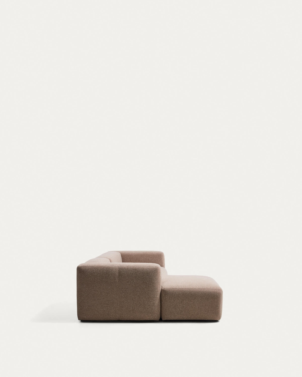 Canapé Japandi 3 places avec méridienne gauche en chenille marron 300 cm - Blok