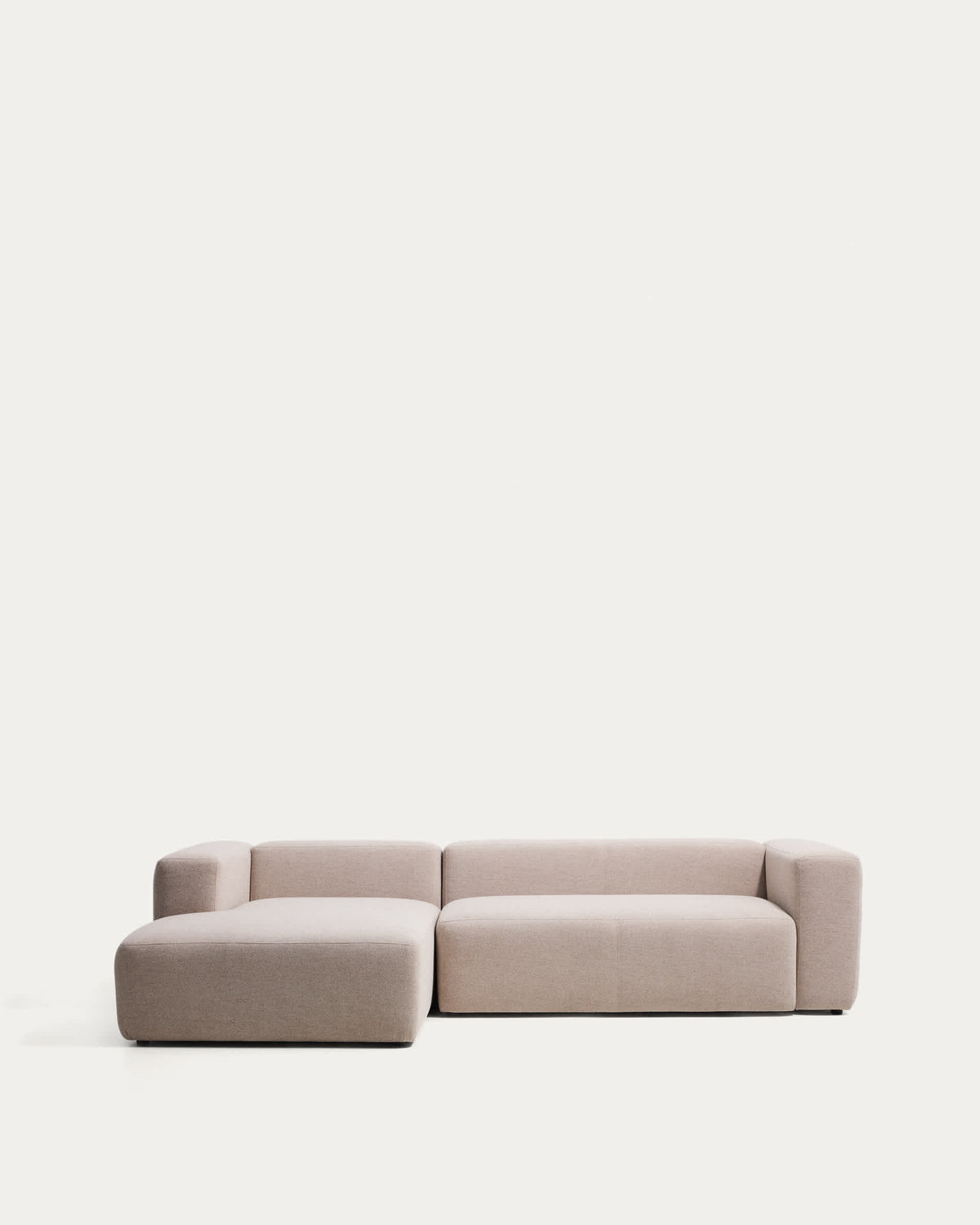Canapé Japandi 3 places avec méridienne gauche en chenille beige 300 cm - Blok