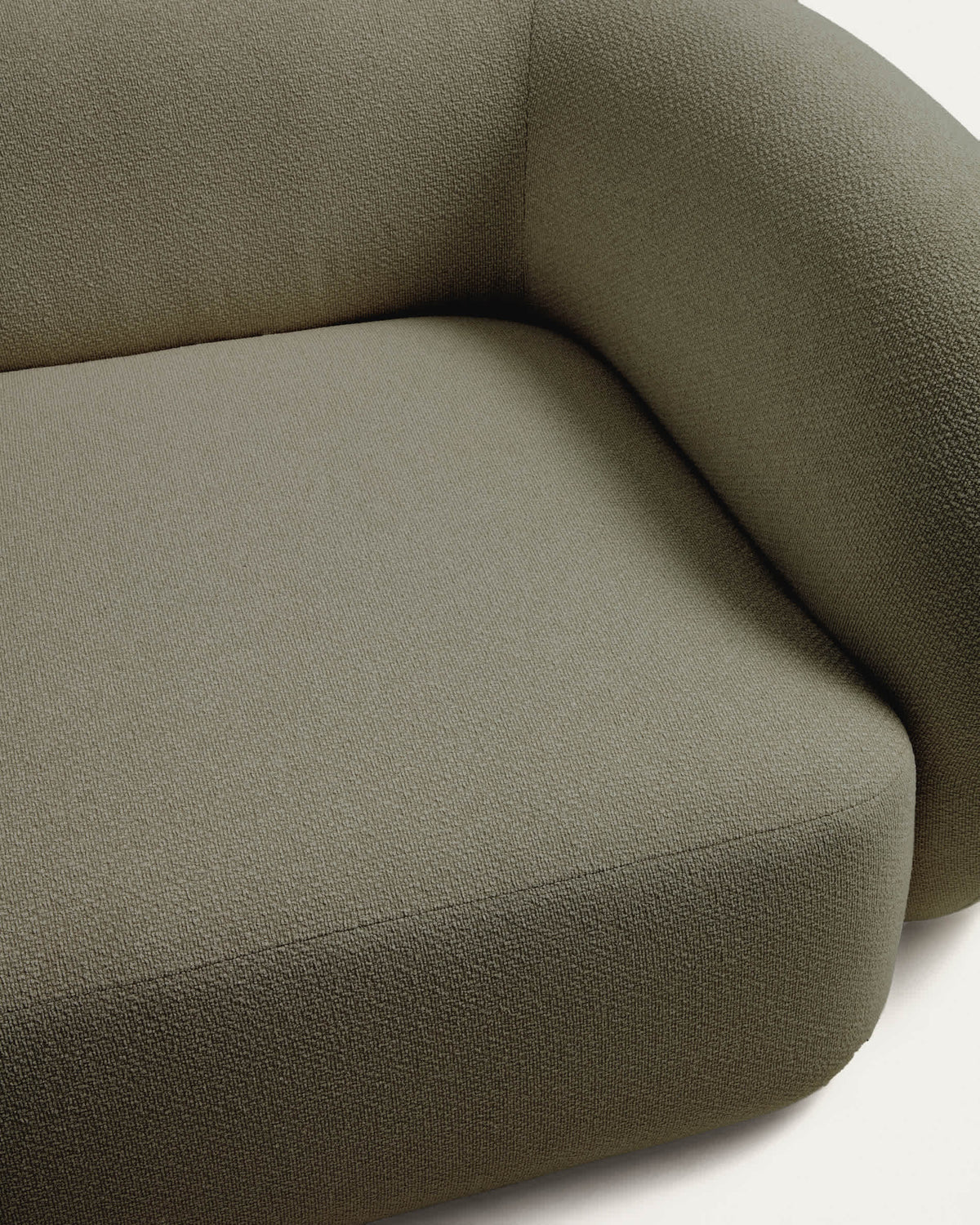 Canapé Japandi 3 places en chenille verte 246 cm - Martina