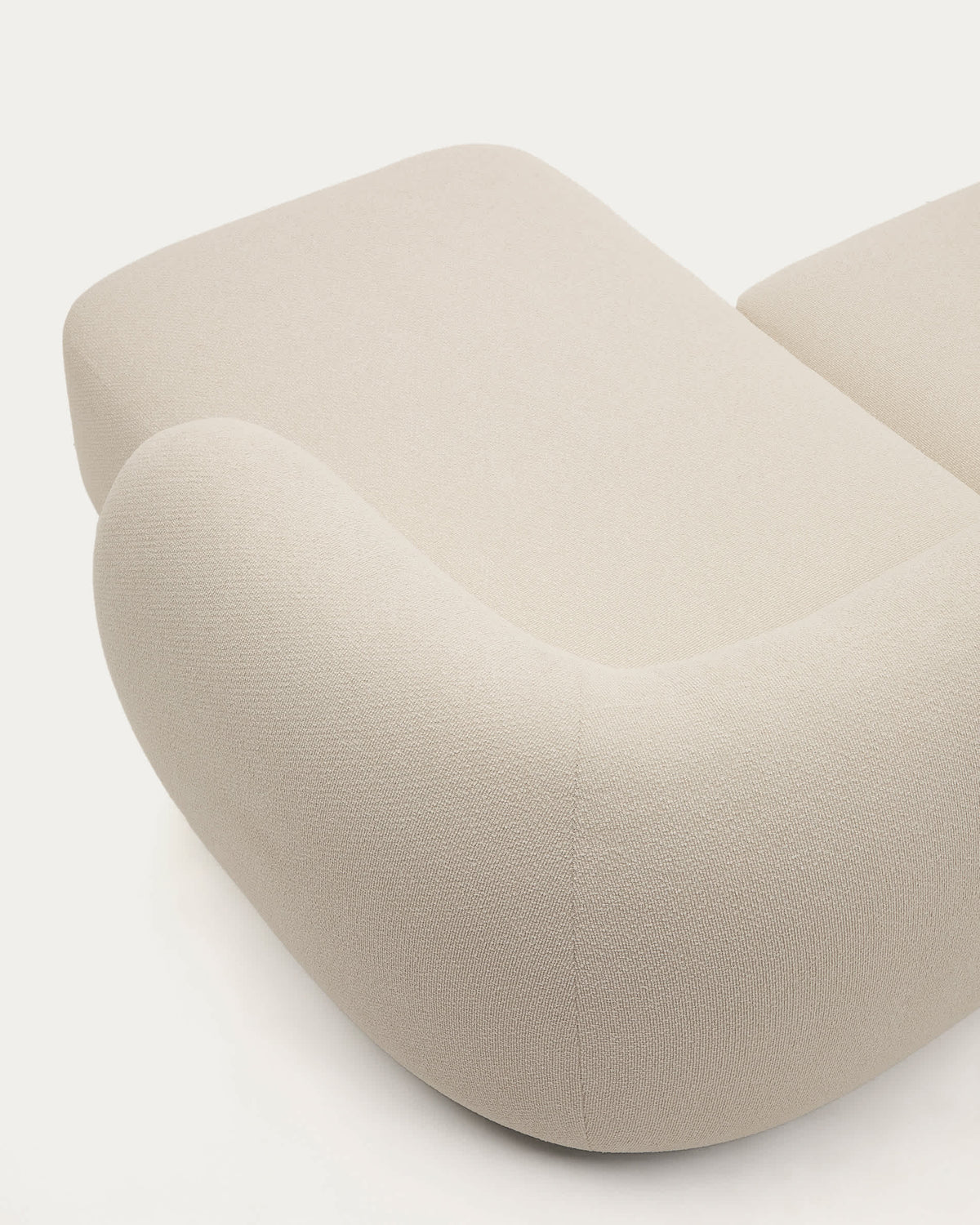 Canapé modulable Japandi 2 places en chenille avec méridienne droite couleur écrue 230 cm - Martina