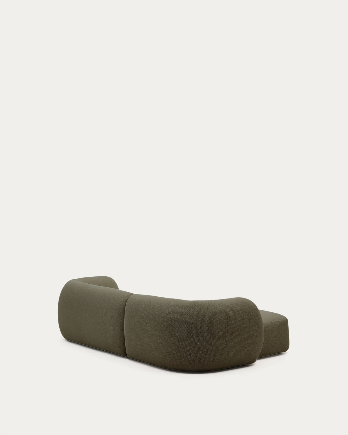 Canapé modulable Japandi 3 places en chenille verte avec méridienne gauche 287 cm - Martina