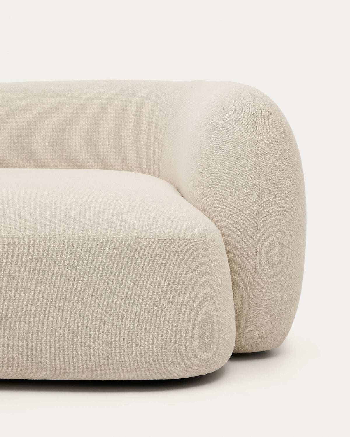 Canapé modulable Japandi 3 places en chenille avec méridienne gauche couleur écrue 287 cm - Martina
