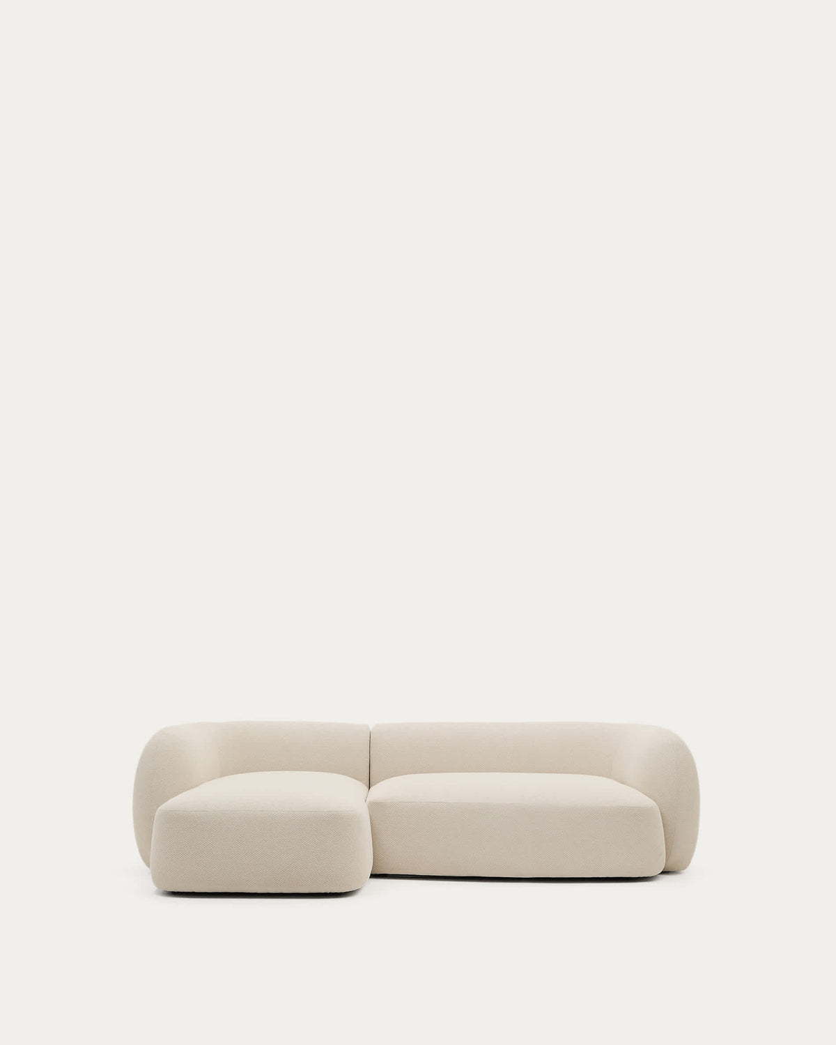 Canapé modulable Japandi 3 places en chenille avec méridienne gauche couleur écrue 287 cm - Martina