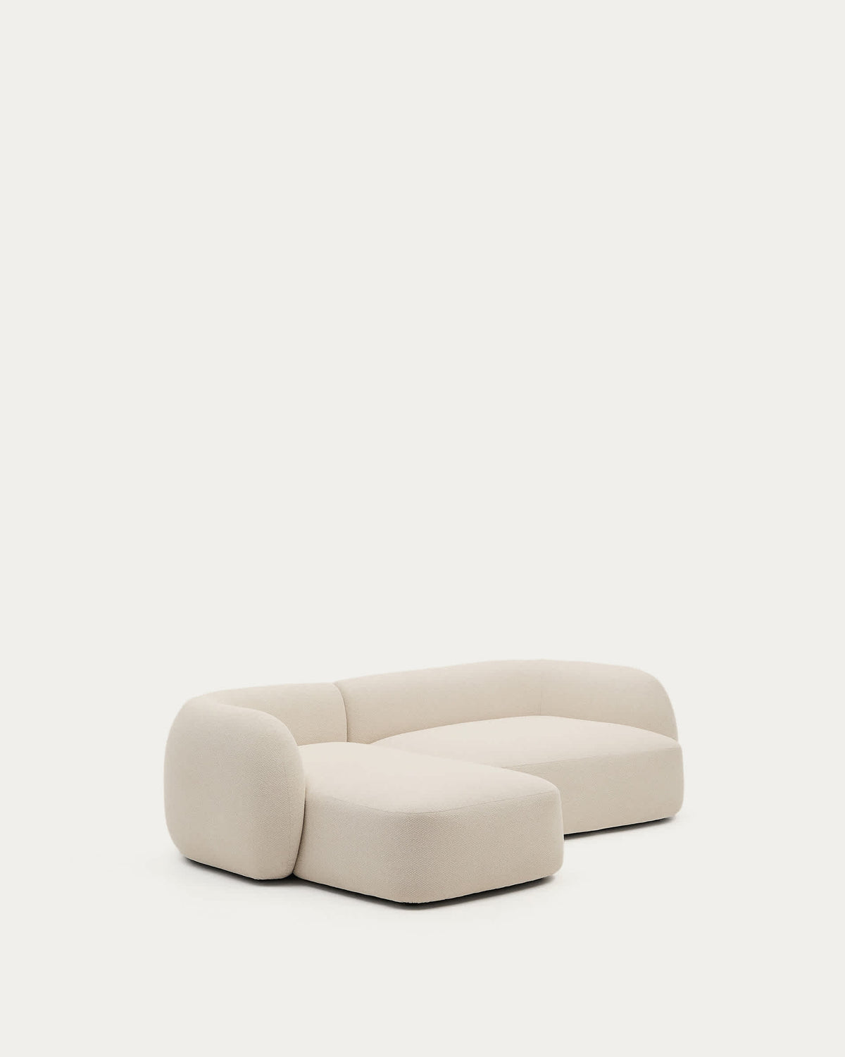 Canapé modulable Japandi 3 places en chenille avec méridienne gauche couleur écrue 287 cm - Martina