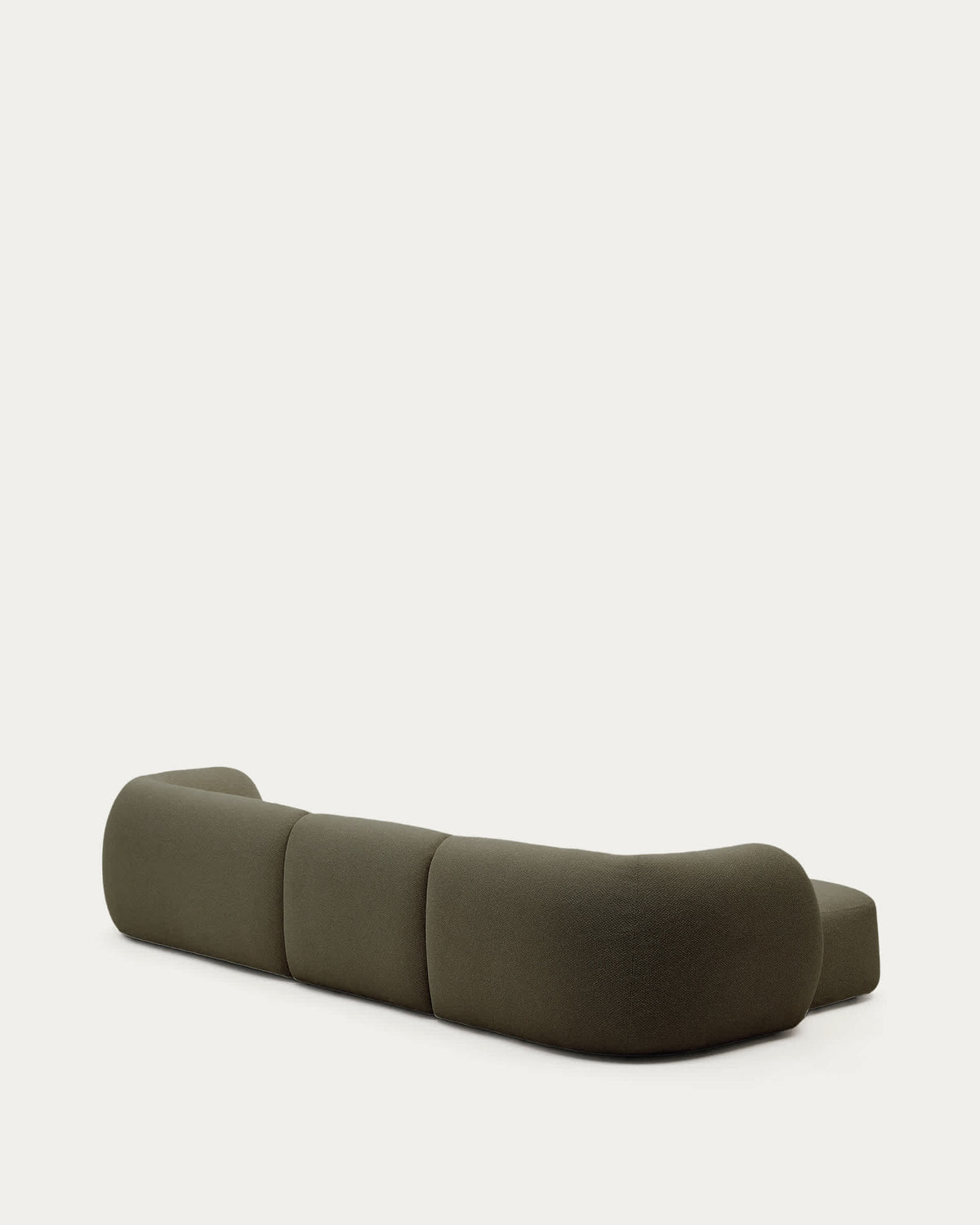 Canapé modulable Japandi 4 places en chenille avec méridienne gauche verte 377 cm - Martina