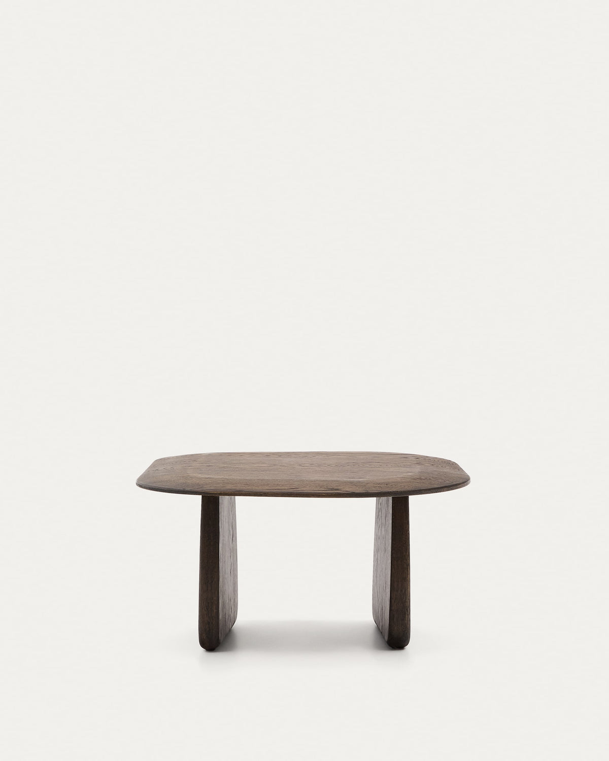 Table auxiliaire Japandi en bois de chêne finition foncée 71 x 70 cm - Pirita