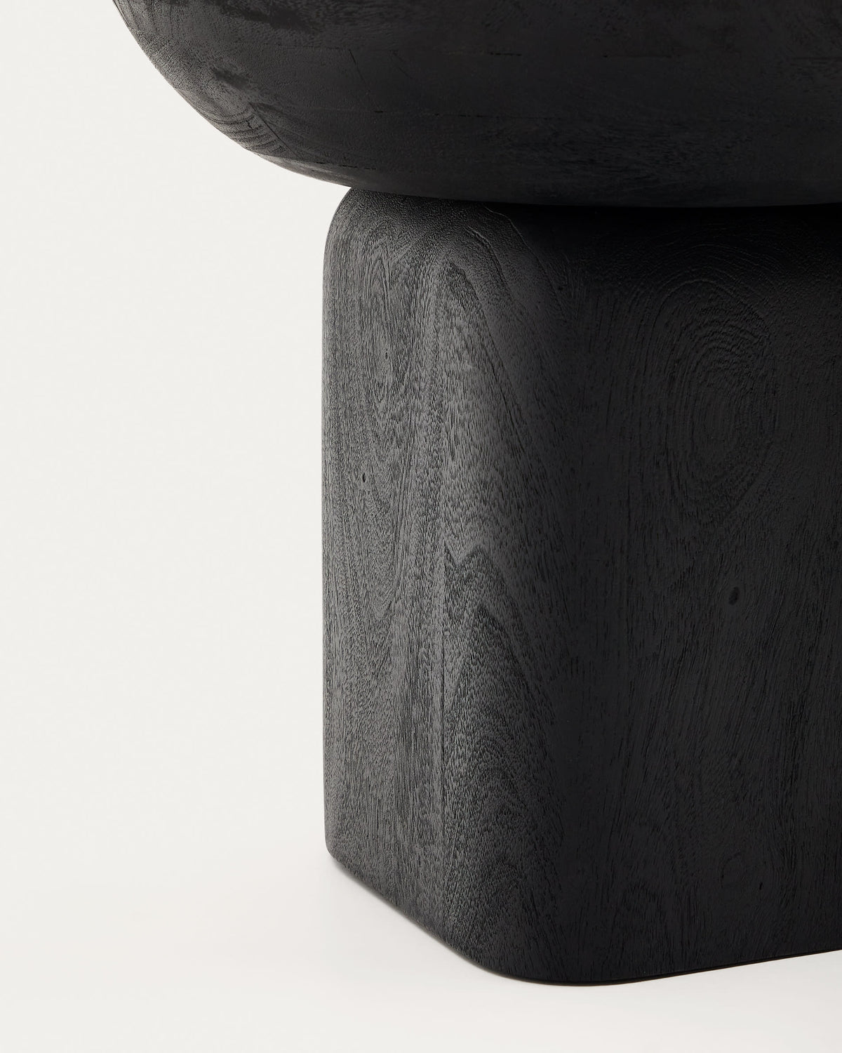 Table auxiliaire Japandi en bois d'acacia finition noire Ø 50 cm - Ovak
