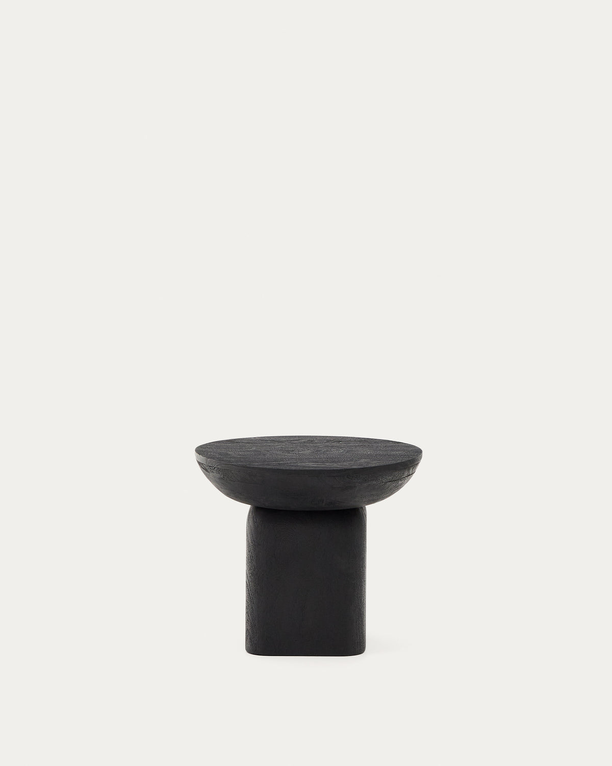 Table auxiliaire Japandi en bois d'acacia finition noire Ø 50 cm - Ovak