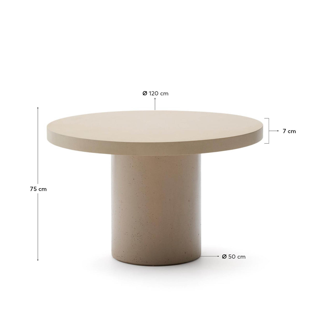 Table ronde Japandi en ciment beige Ø 120 cm - Aiguablava
