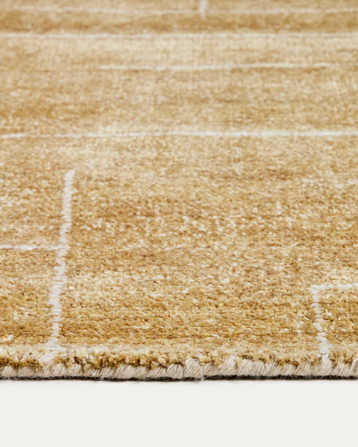 Tapis Japandi en laine et viscose moutarde 200 x 300 cm - Eloda