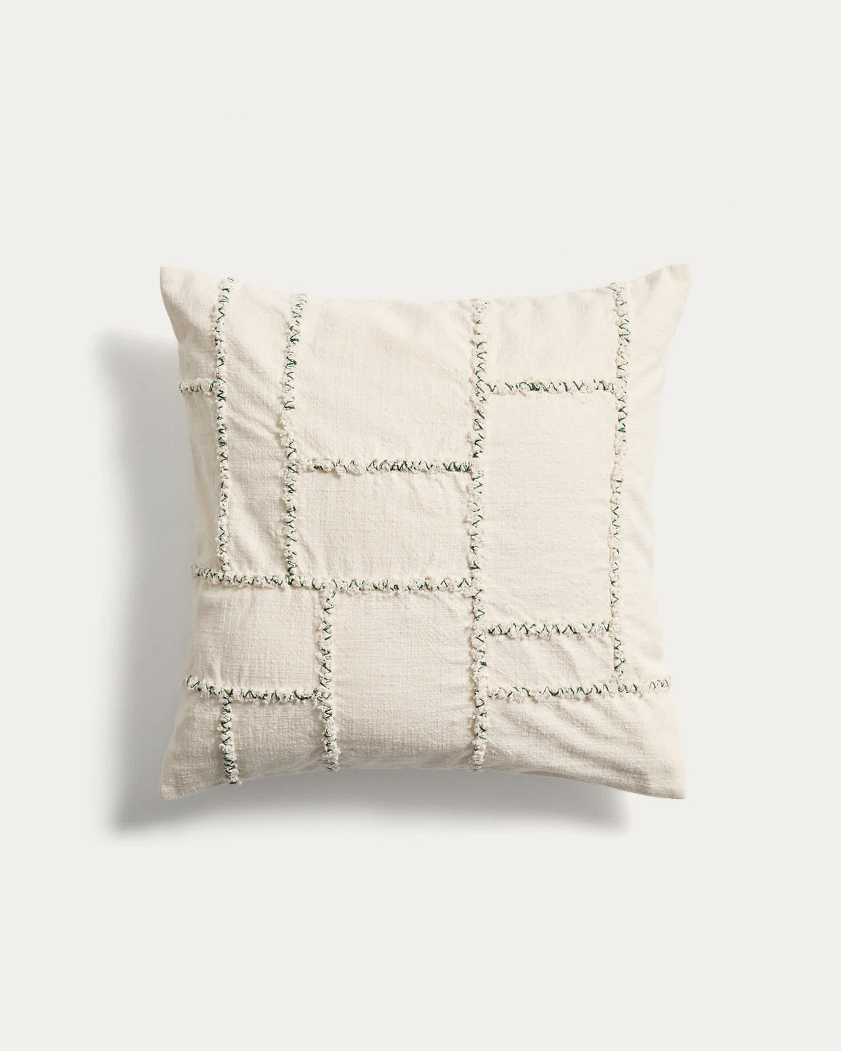 Housse de coussin Japandi avec motif géométrique brodé vert 45 x 45 cm - Verion