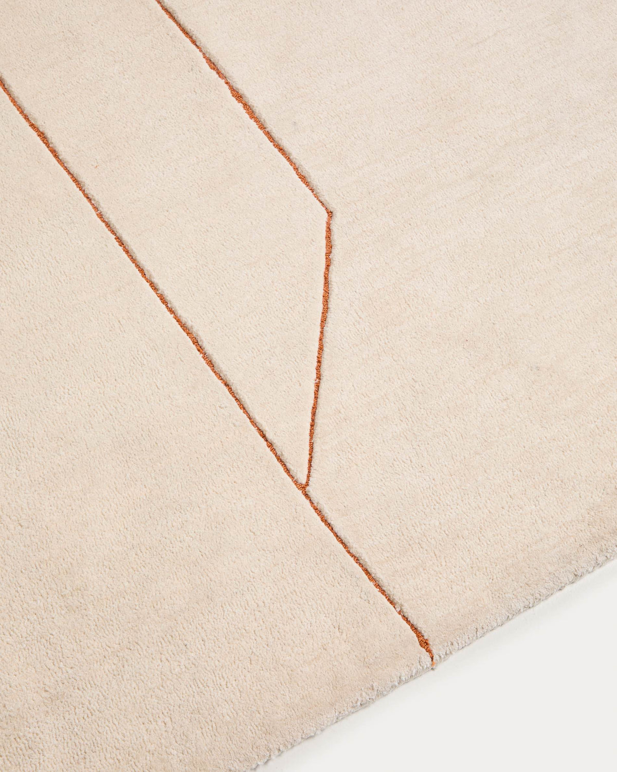 Tapis Japandi en fibres synthétiques écru avec motif géométrique orange 160 x 230 cm - Delide