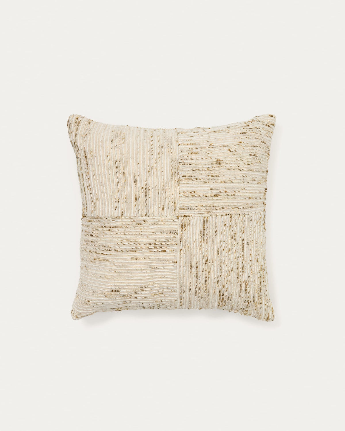 Housse de coussin Japandi jacquard à carreaux beige et vert 45 x 45 cm - Anuba