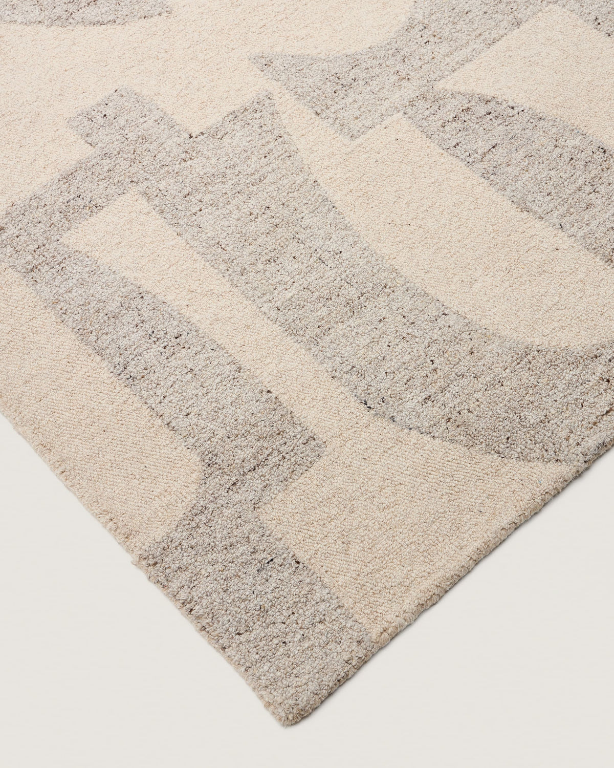 Tapis Japandi en laine mélangée à motif jacquard gris 300 x 200 cm - Norela