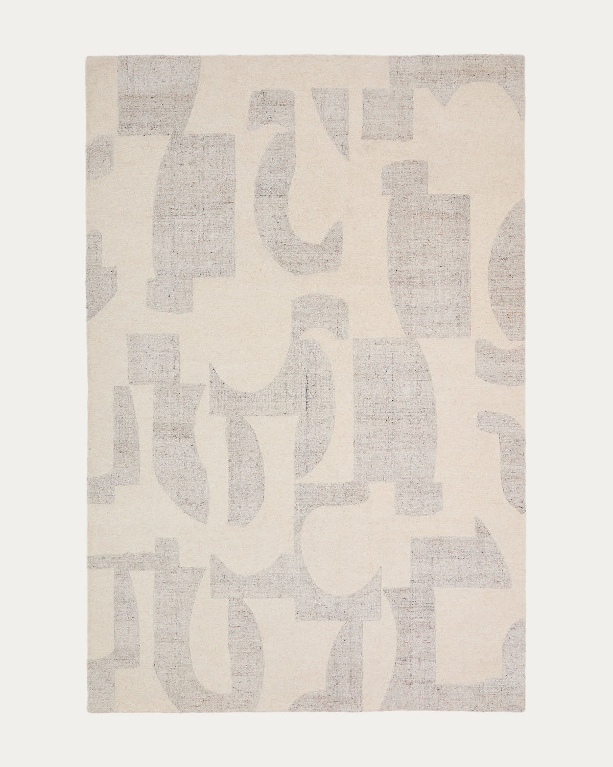 Tapis Japandi en laine mélangée à motif jacquard gris 300 x 200 cm - Norela