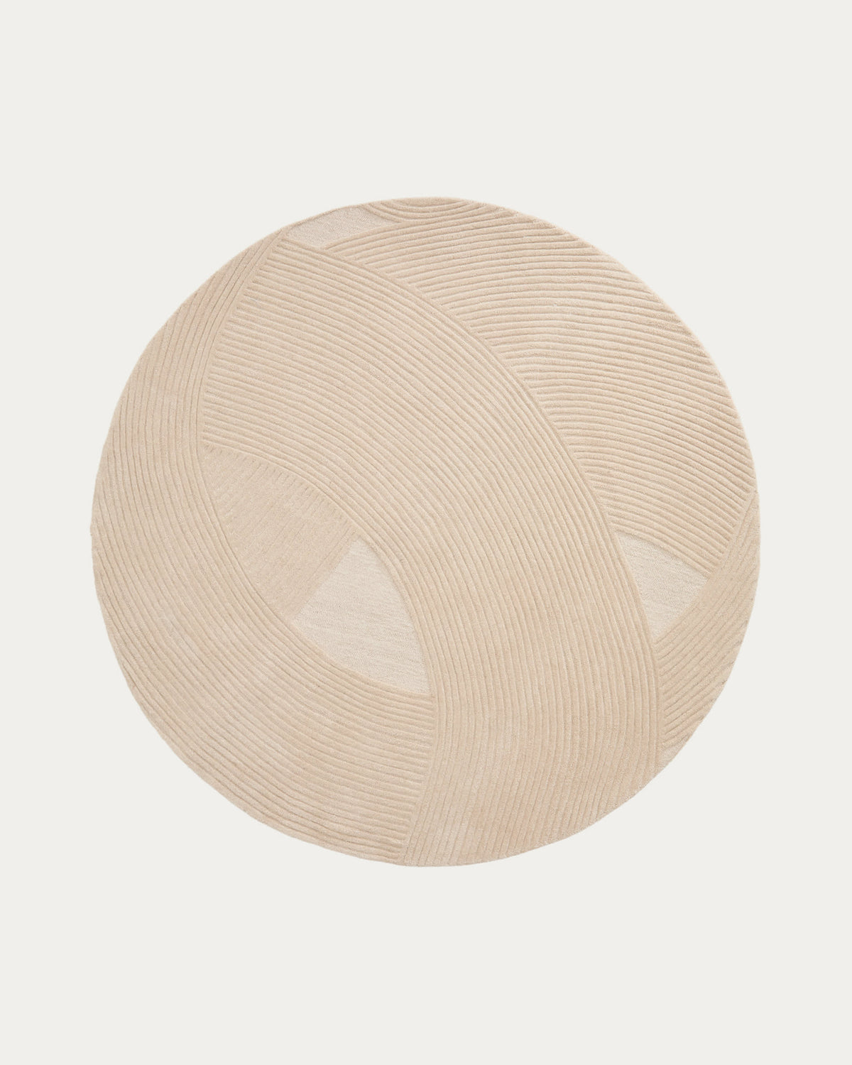 Tapis Japandi en laine beige Ø 200 cm - Domm