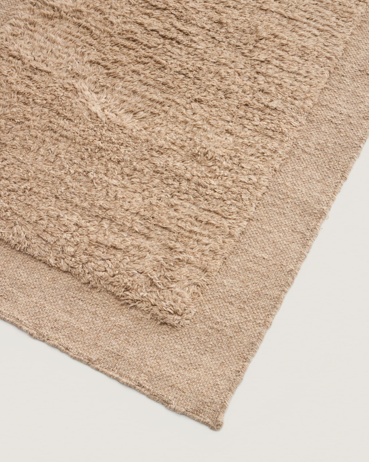 Tapis de couloir Japandi en laine beige 200 x 80 cm - Marely