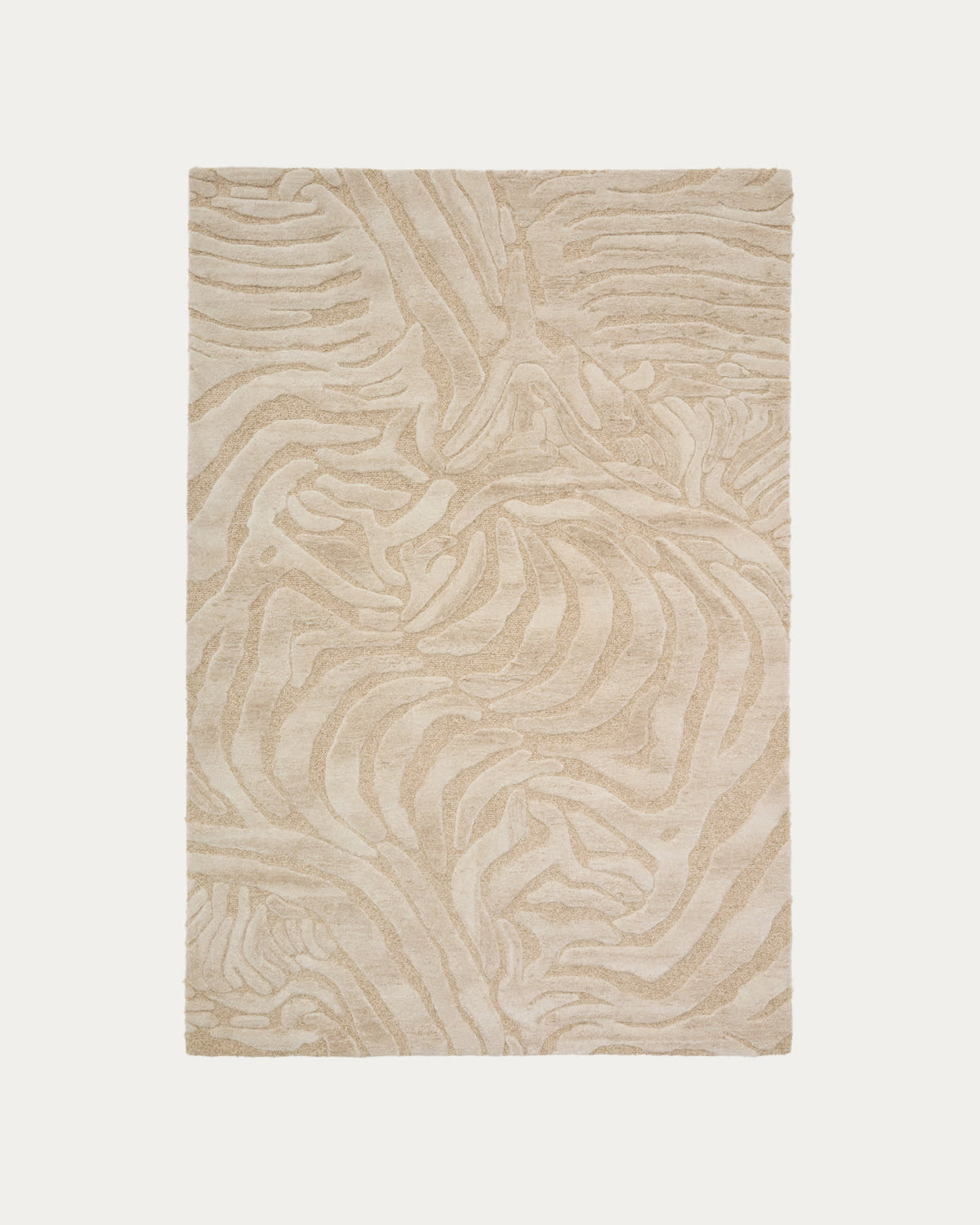 Tapis Japandi en mélange de laine jacquard motif zèbre 160 x 230 cm - Tribet