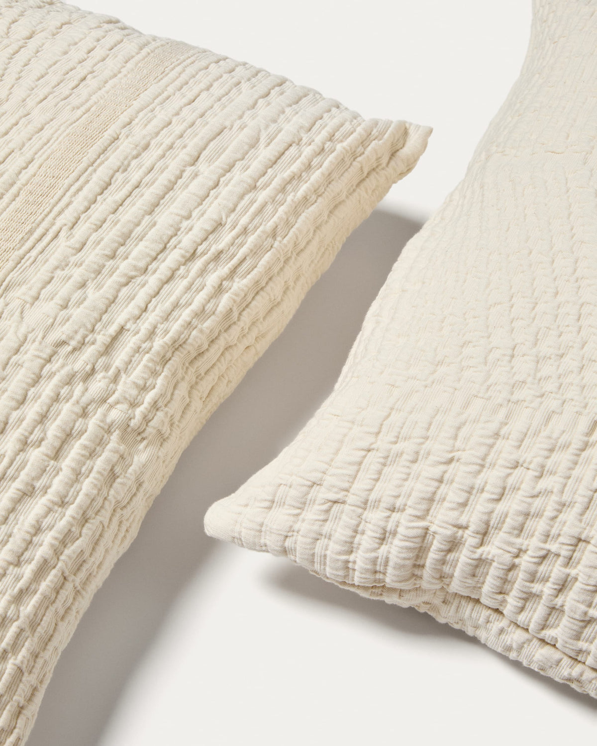 Ensemble Japandi de 2 housses de coussin 100 % coton avec structure et rayures 50 x 50 cm - Raylo