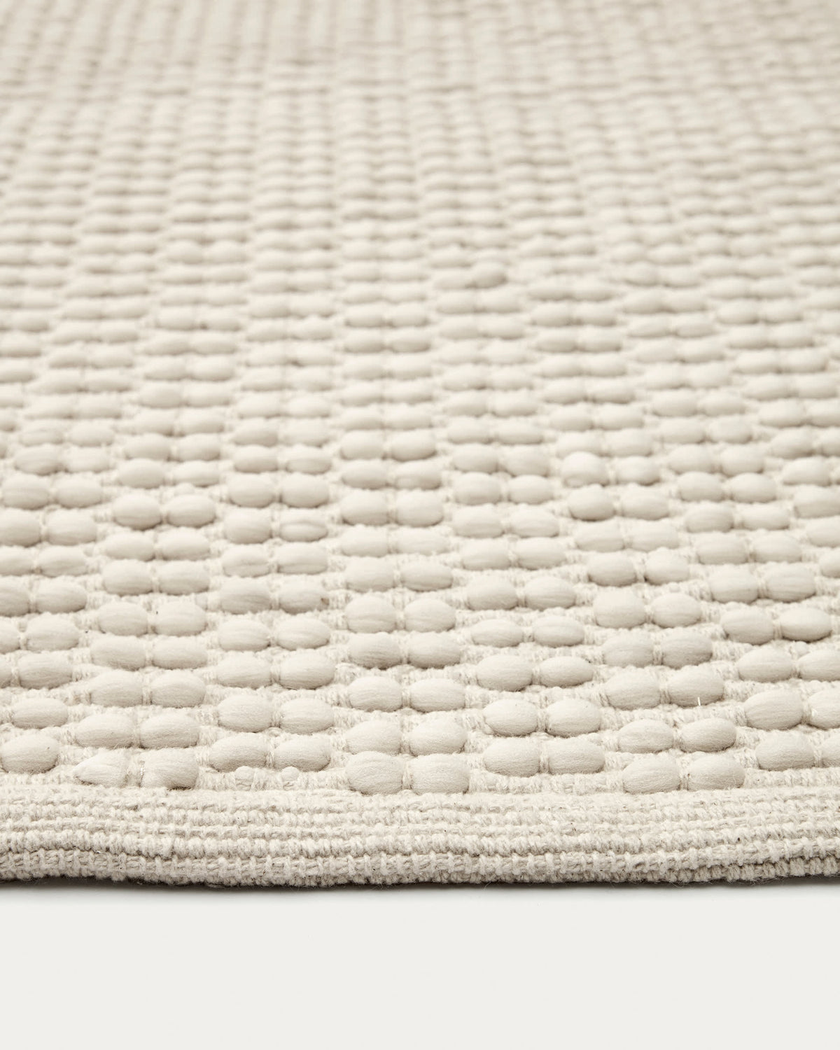 Tapis Japandi en coton et polyester blanc 200 x 300 cm - Mascarell