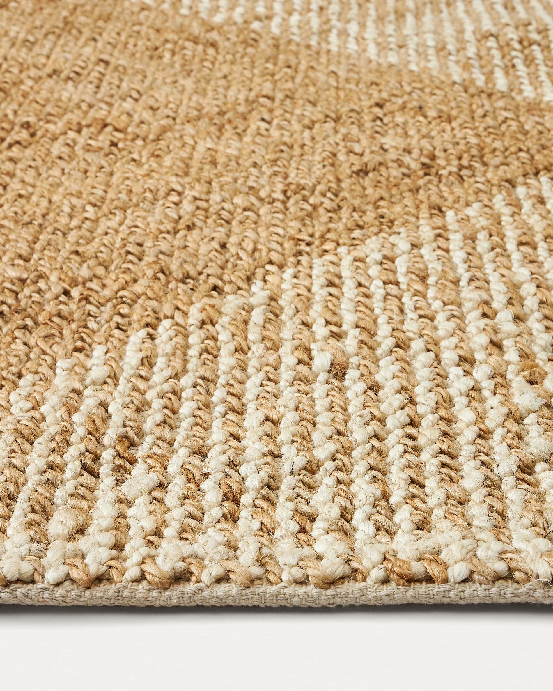 Tapis Japandi en jute et coton à carreaux naturel 160 x 230 cm - Maelan