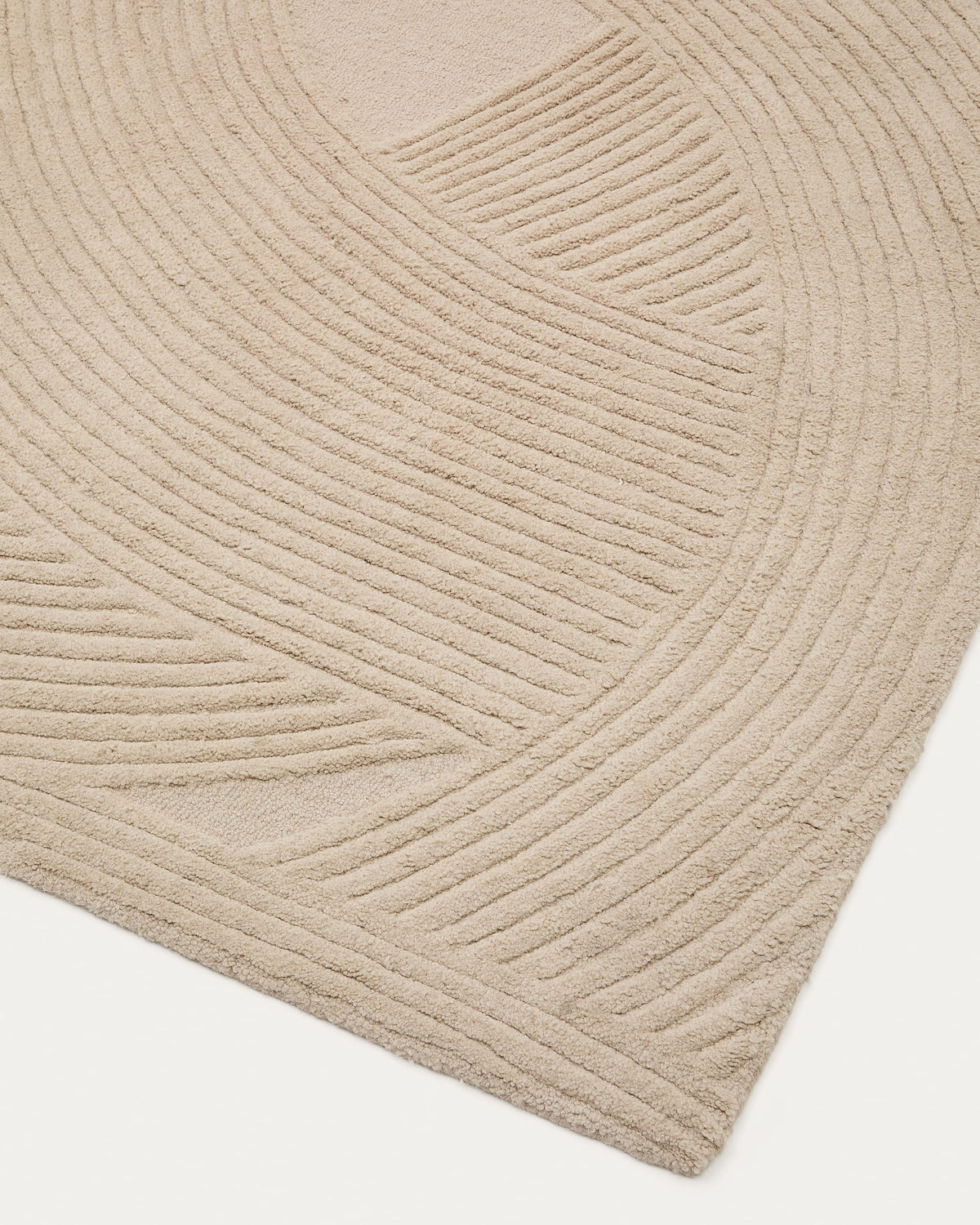 Tapis Japandi en laine beige 200 x 300 cm - Domm