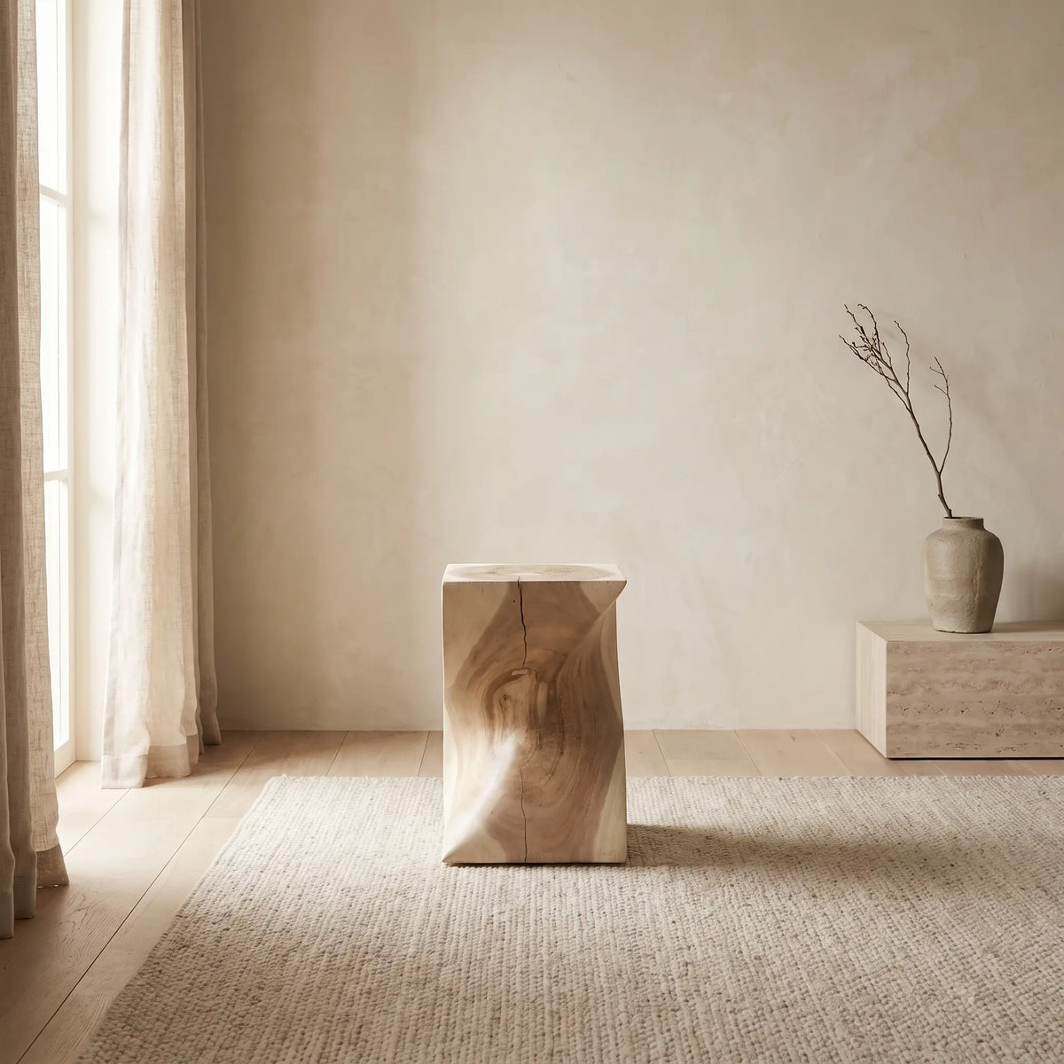 Table d'appoint Japandi en bois de manguier 30 x 30 cm - Hakon