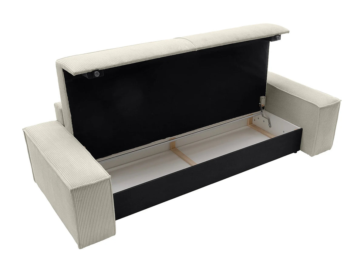 Canapé Japandi 4 places convertible en velours côtelé beige 257 cm - Amelia