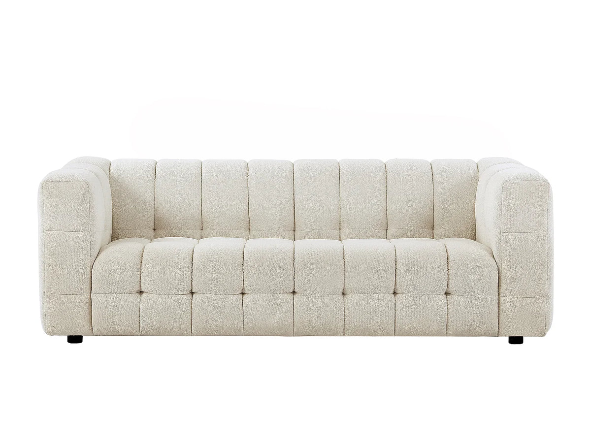 Canapé Japandi 3 places en bouclette blanc ivoire 213 cm - Lerici